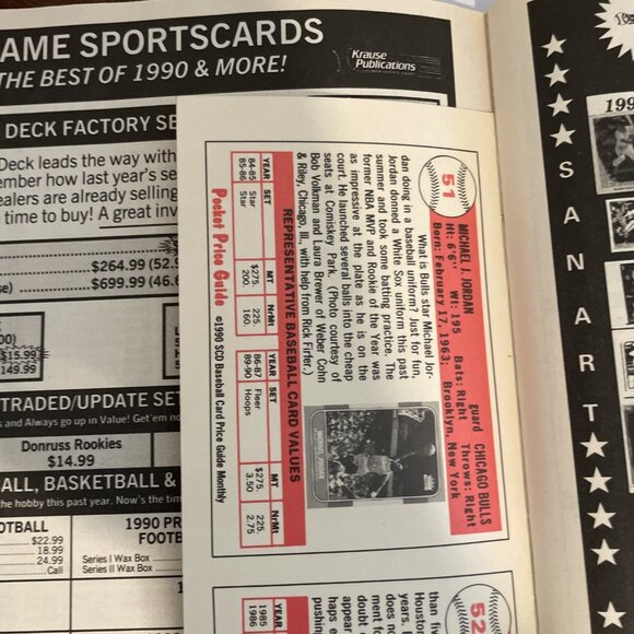 Michael Jordan Nov 1990 Baseball Card Price Guide Magazine, MINT MJ TRADING CARD - Picture 3 of 4